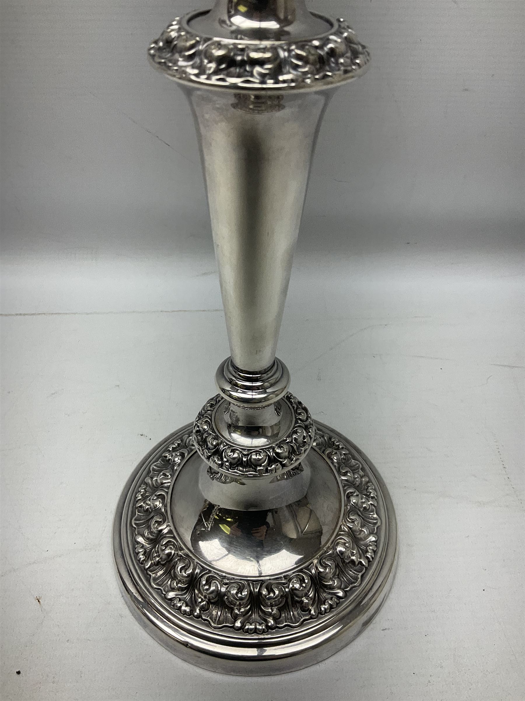 Pair of silver-plated twin branch candelabras - Image 13 of 18