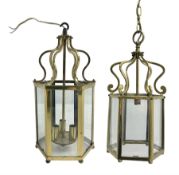 Two Regency style brass vestibule or hall lanterns