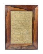 Early Victorian sampler by Jane Watson