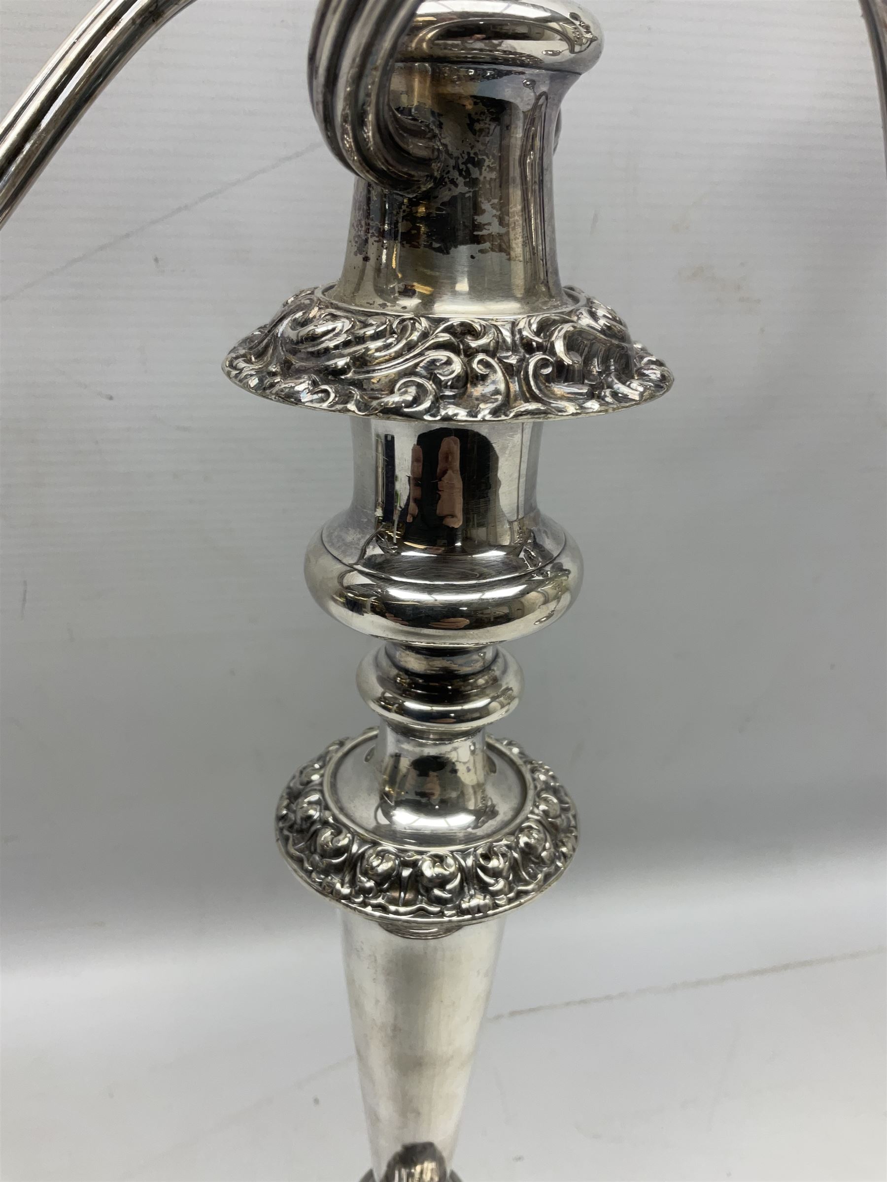 Pair of silver-plated twin branch candelabras - Image 6 of 18
