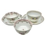 Two 18th century Newhall tea bowls and saucers