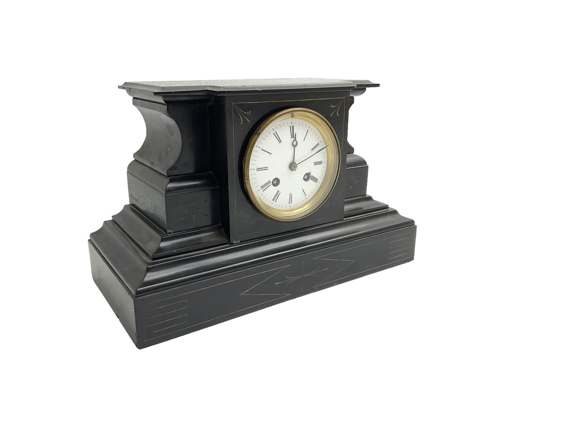 French - 19th century Belgium slate mantle clock with an 8-day Parisian movement - Image 2 of 4