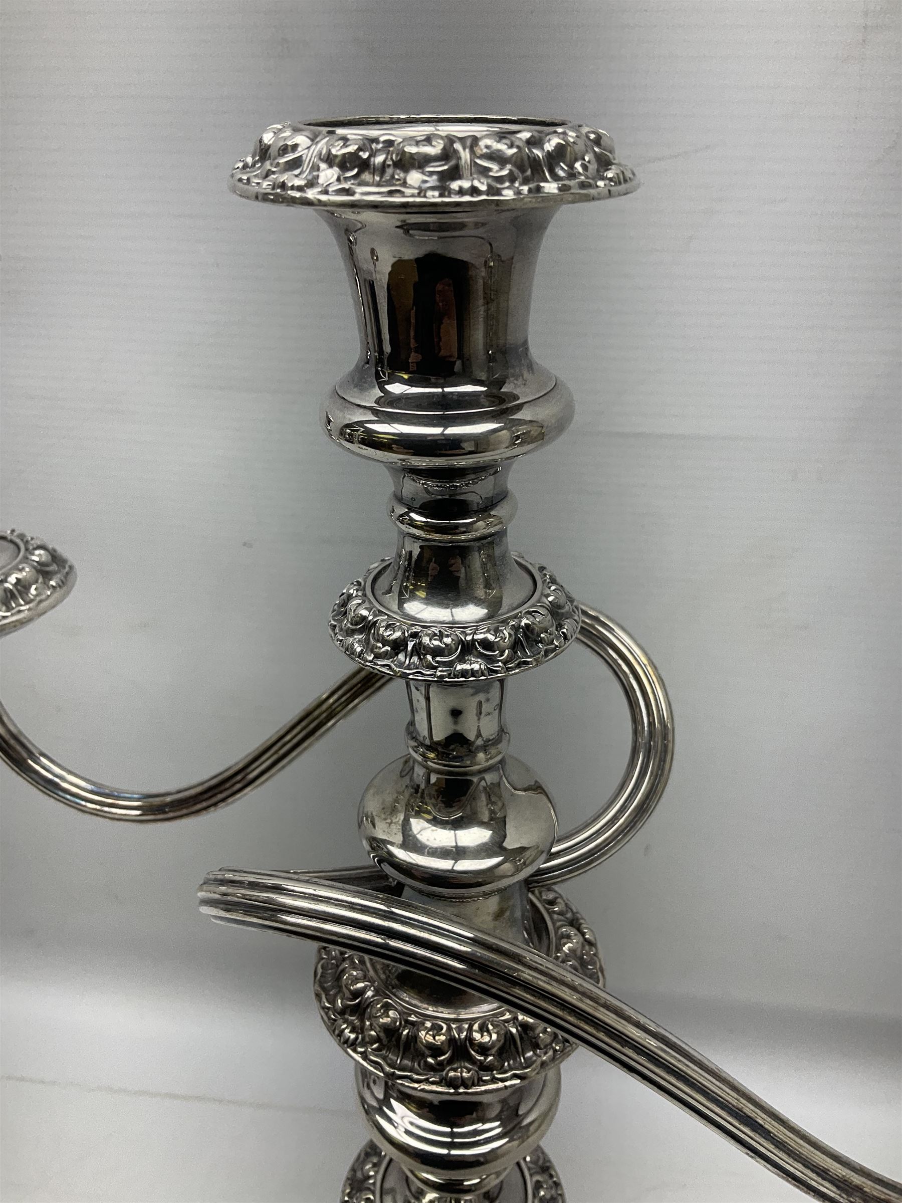 Pair of silver-plated twin branch candelabras - Image 11 of 18