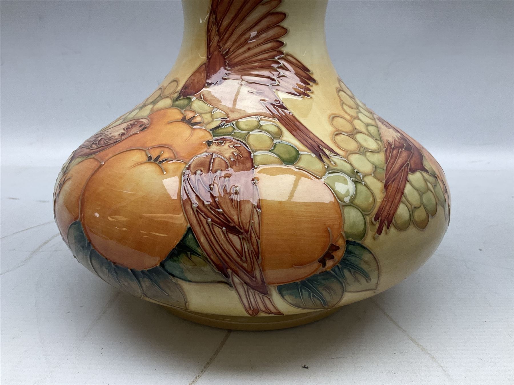 20th Century Moorcroft Finches pattern vase of squat form - Image 6 of 8