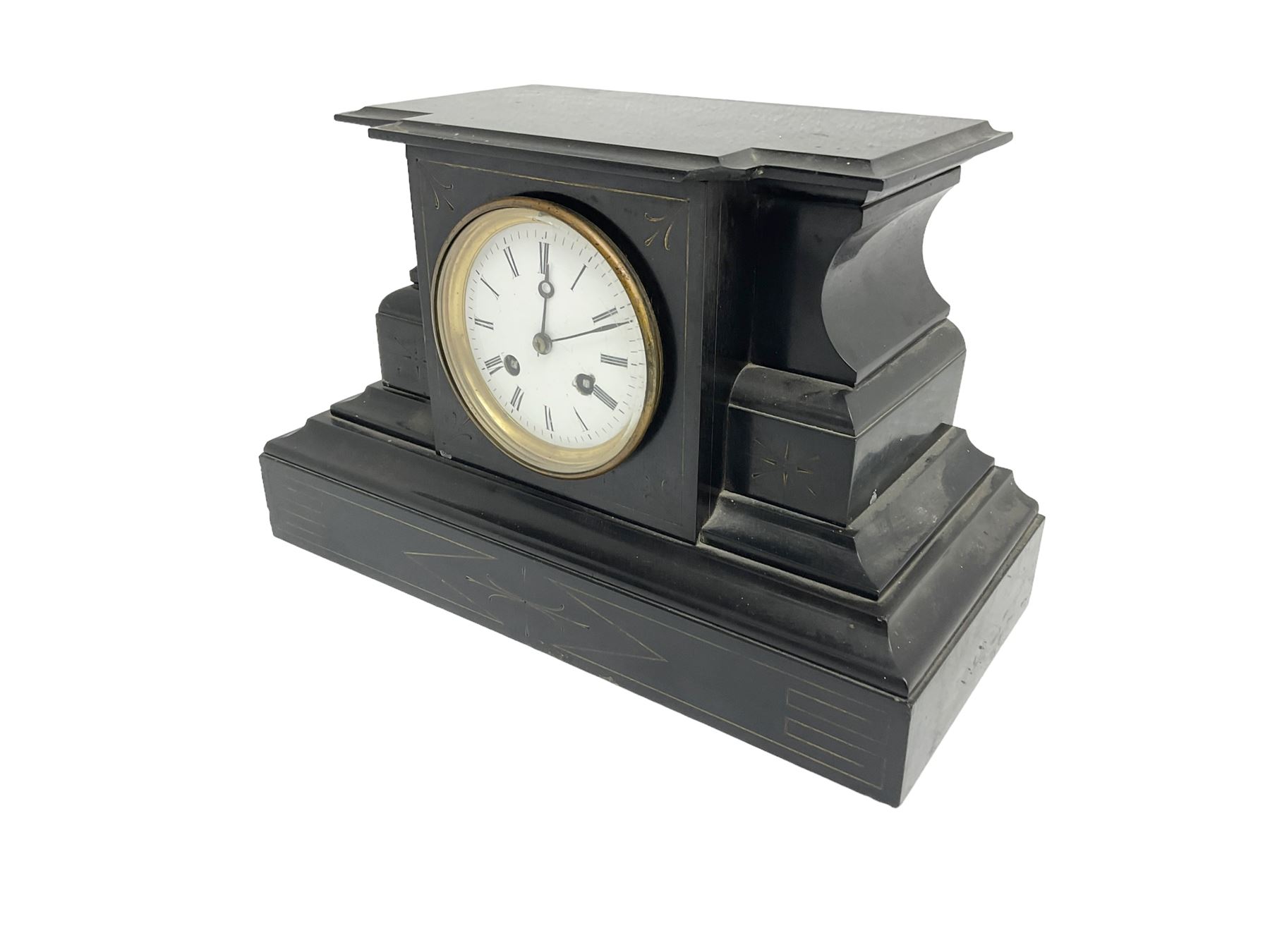 French - 19th century Belgium slate mantle clock with an 8-day Parisian movement - Image 3 of 4