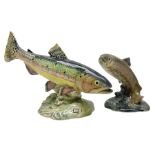 Two Beswick trout figures
