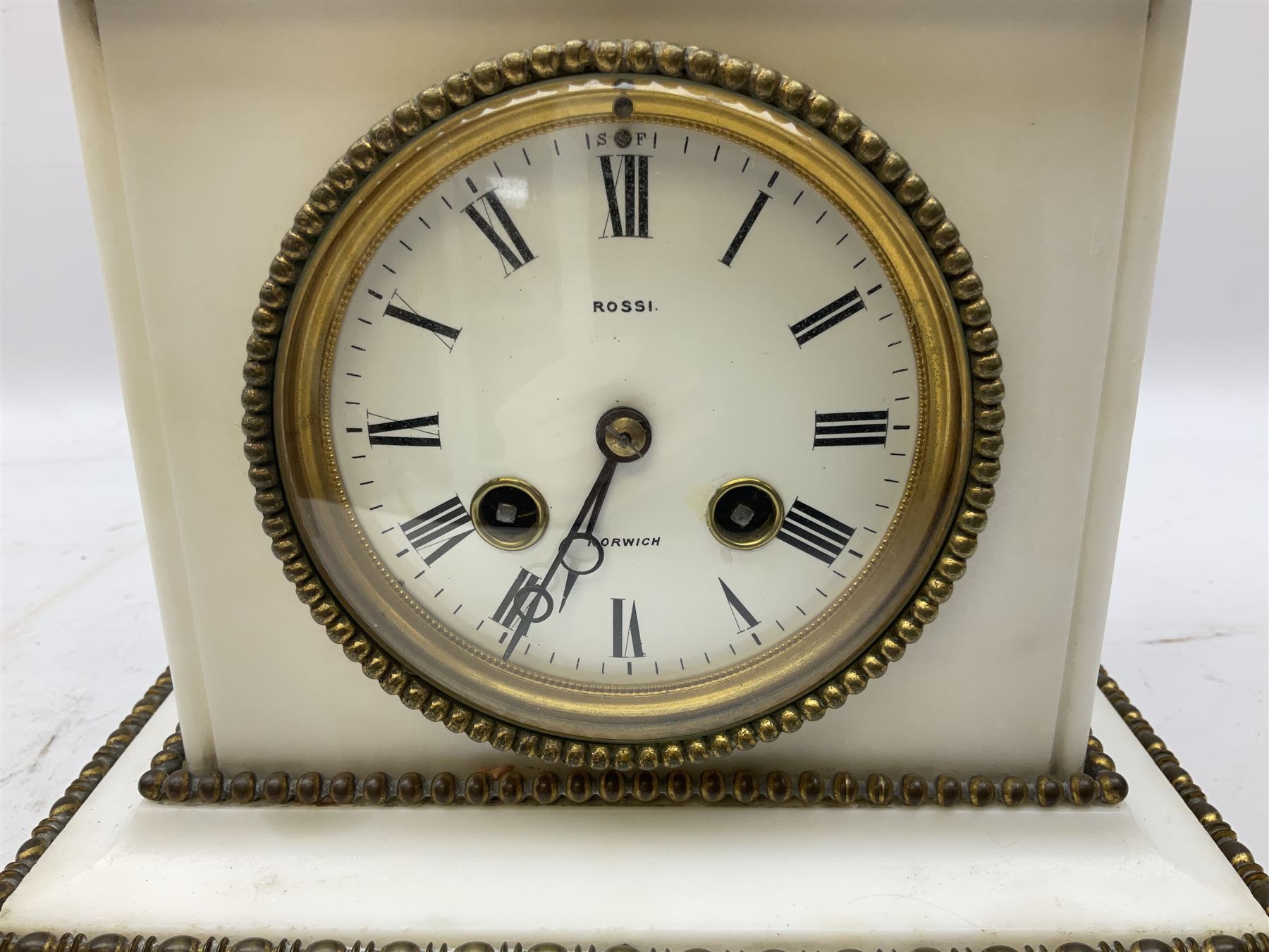 Theodore Rossi of Norwich - French late 19th century white marble 8-day mantel clock - Image 8 of 13