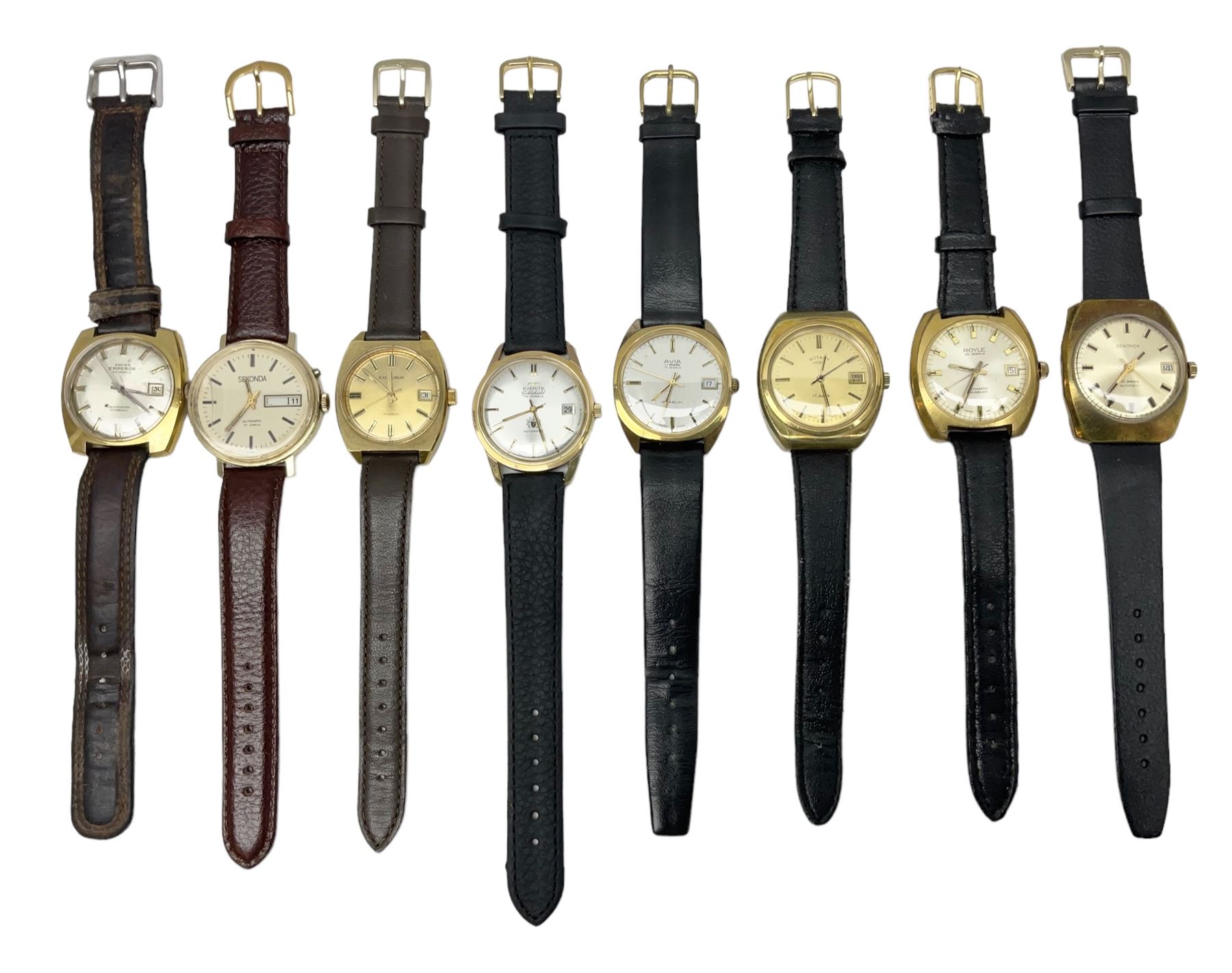 Five automatic wristwatches including Technos Everite Goldshield