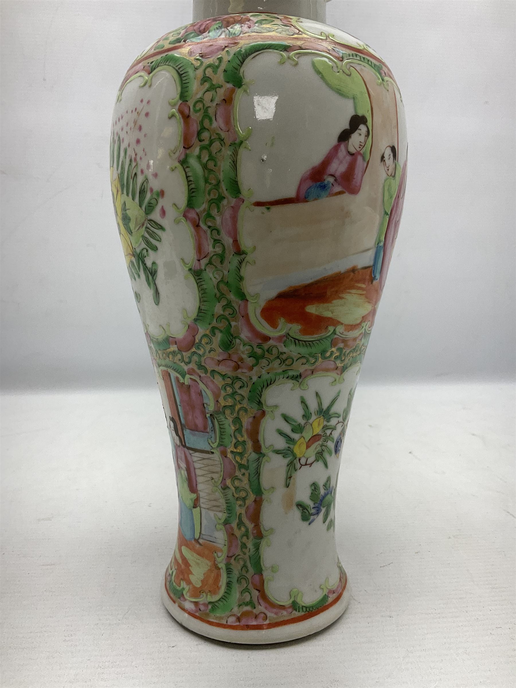 19th century Cantonese Famille Rose vase of slender baluster form - Image 9 of 11