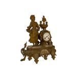 French - 19th century Spelter and Alabaster 8-day mantle clock