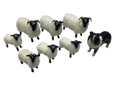 Seven Beswick figures of sheep comprising three ewes and four lambs