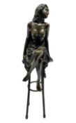 Art Deco style bronze modelled as a semi naked female figure