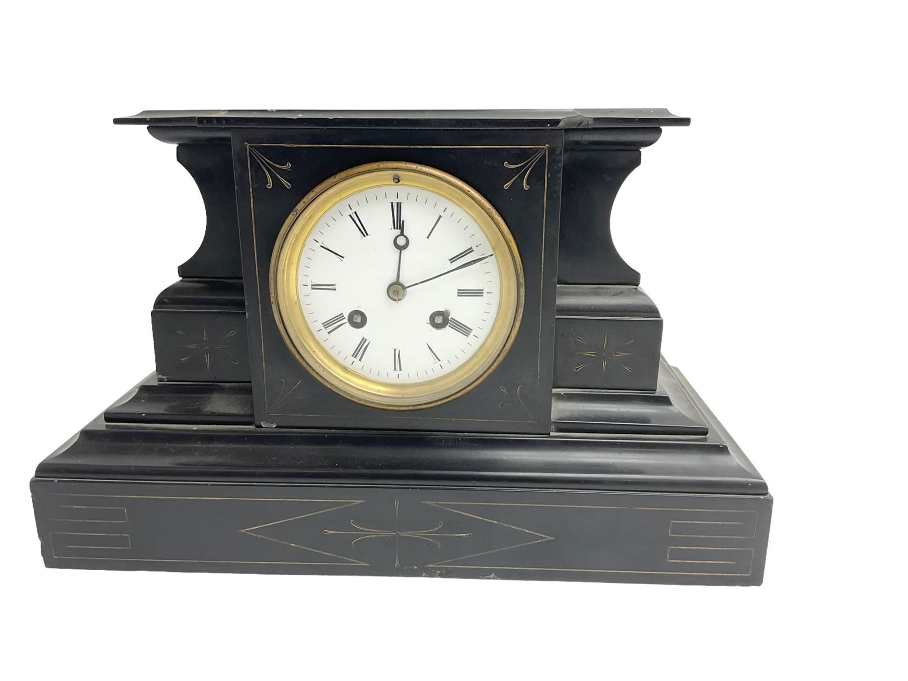 French - 19th century Belgium slate mantle clock with an 8-day Parisian movement