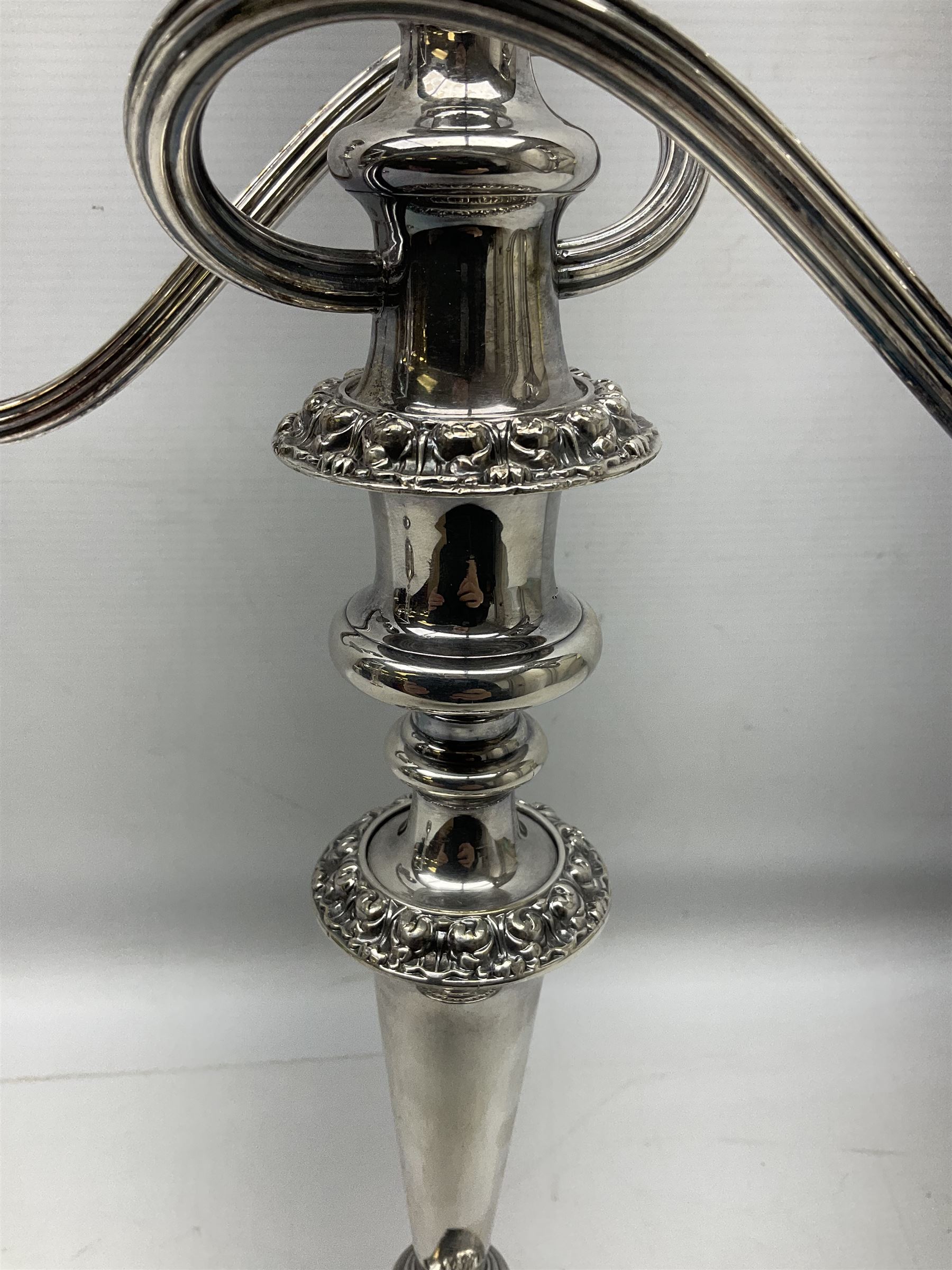 Pair of silver-plated twin branch candelabras - Image 12 of 18