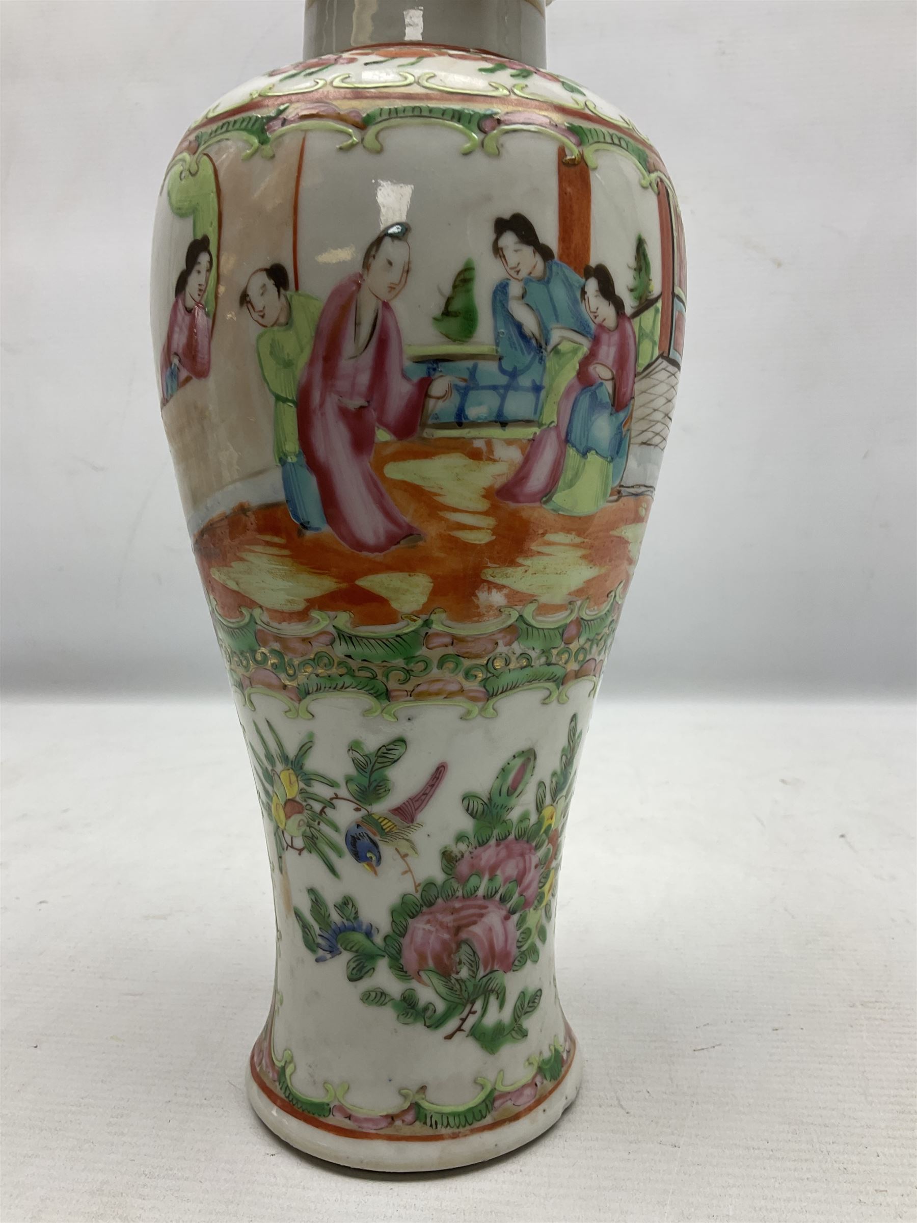 19th century Cantonese Famille Rose vase of slender baluster form - Image 8 of 11