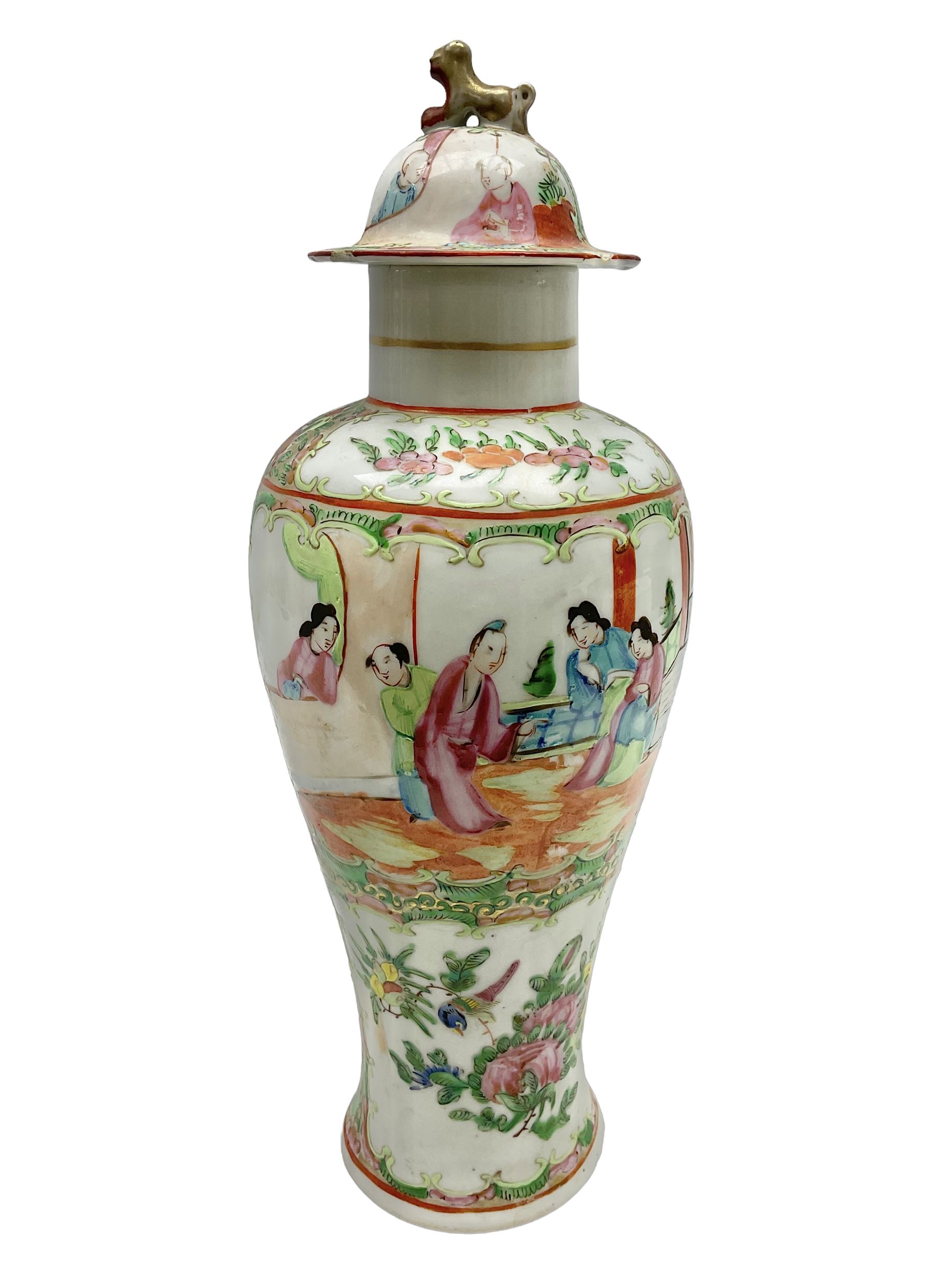 19th century Cantonese Famille Rose vase of slender baluster form