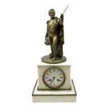 Theodore Rossi of Norwich - French late 19th century white marble 8-day mantel clock