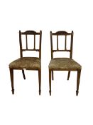 Pair Edwardian oak dining chairs
