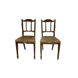 Pair Edwardian oak dining chairs