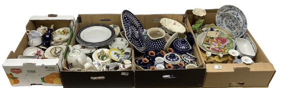 Collection of ceramics in four boxes to include two Meissen onion pattern blue and white plates