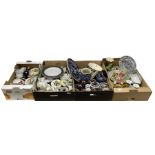 Collection of ceramics in four boxes to include two Meissen onion pattern blue and white plates
