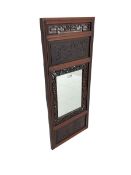 Chinese hardwood framed wall mirror