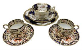 Coalport cobalt blue batwing pattern teacup trio