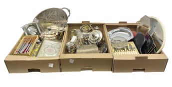 Quantity of silver-plated metal ware to include cased cutlery