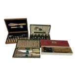 Cased set of silver-plated James Deakin & Sons fish knives and forks with simulated ivory handles