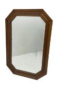 Edwardian oak framed octagonal wall mirror