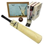 Sondico cricket bat with Yorkshire C.C.C. signatures; framed Lord Taverners v Barclaycard XI program