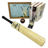 Sondico cricket bat with Yorkshire C.C.C. signatures; framed Lord Taverners v Barclaycard XI program