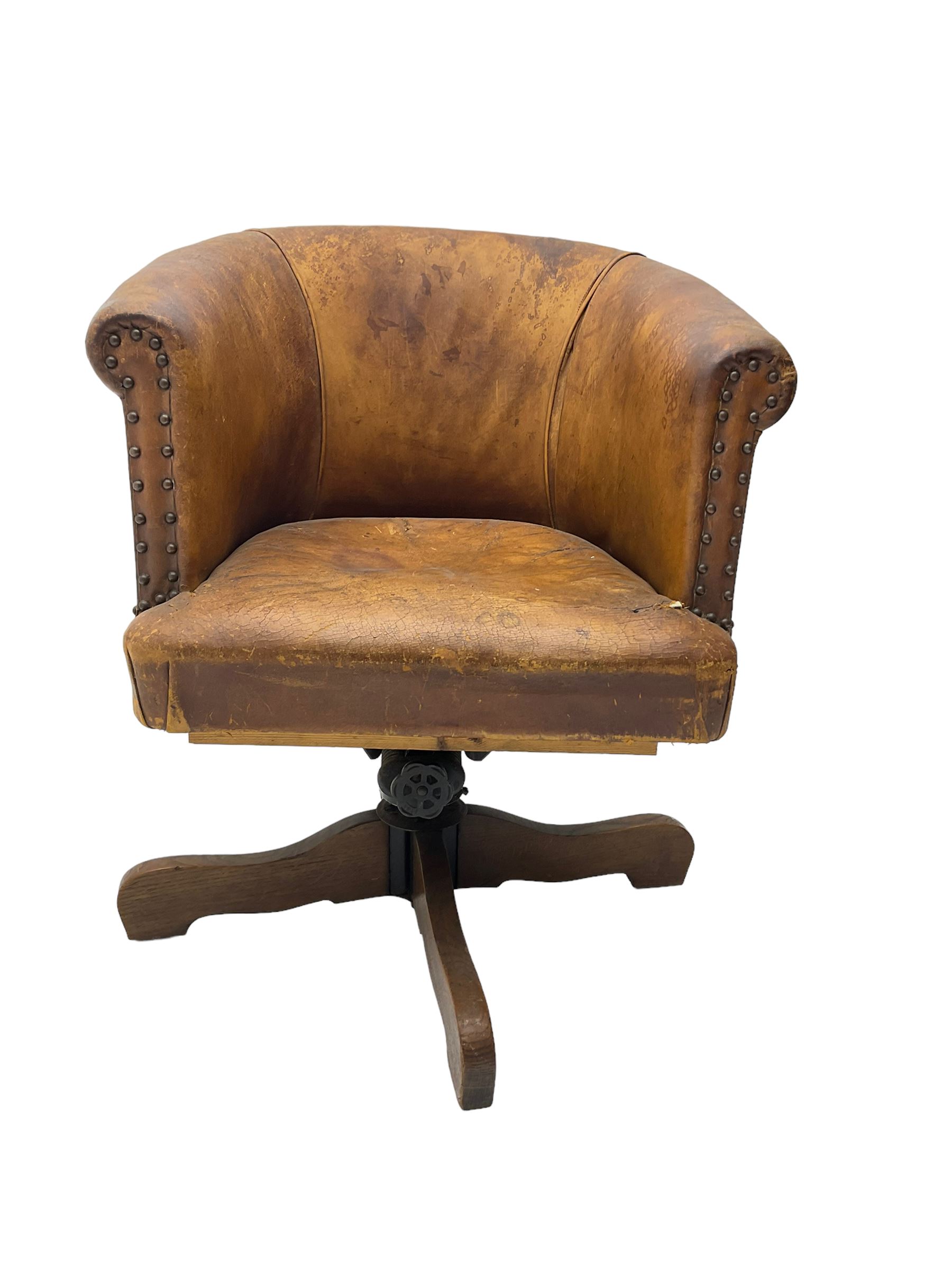 Early 20th century tub swivel armchair - Image 2 of 2