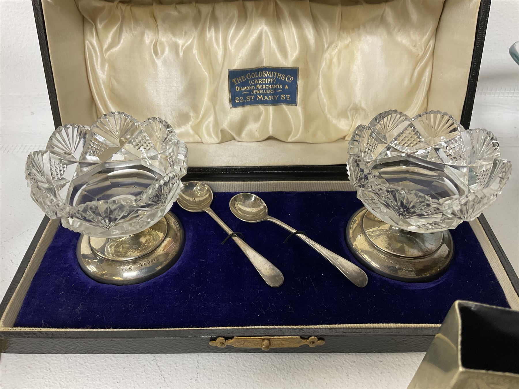 Pair of silver and glass table salts - Image 4 of 5