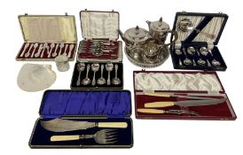 Quantity of cased silver plated cutlery