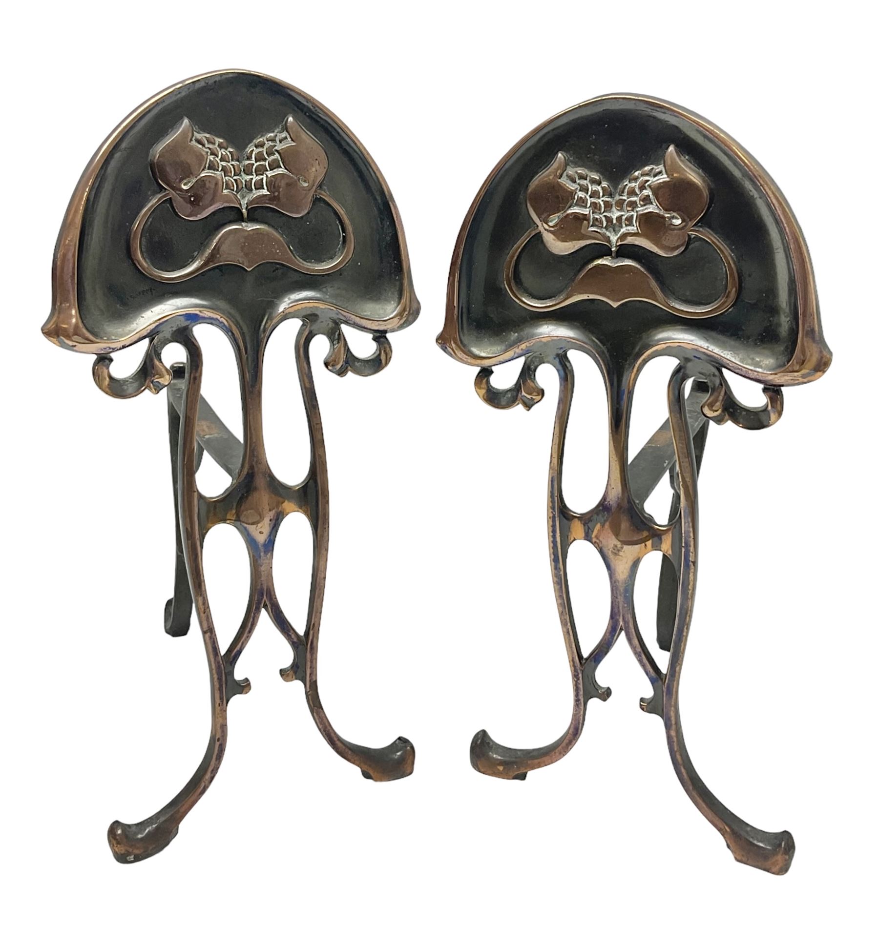 Pair of Art Nouveau fire dogs