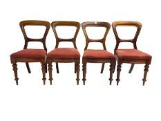 Set four early 20th century balloon back dining chairs