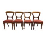 Set four early 20th century balloon back dining chairs