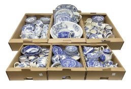 Large collection of blue and white ceramics