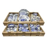 Large collection of blue and white ceramics
