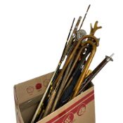 Large quantity of various walking sticks and canes