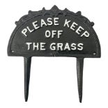 Please Keep Off the Grass cast iron sign