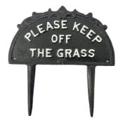 Please Keep Off the Grass cast iron sign