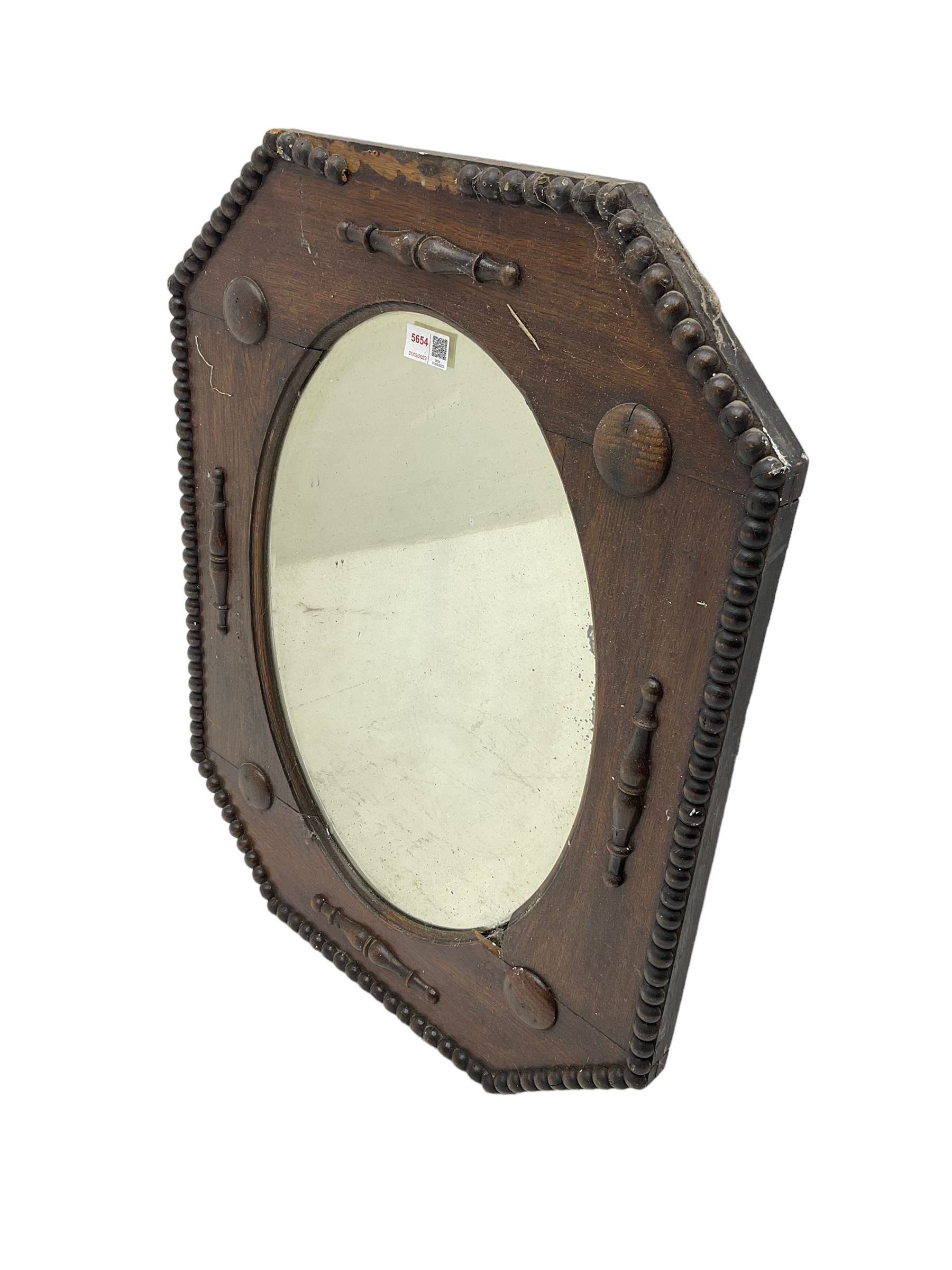 Early 20th century oak framed wall mirror - Image 4 of 4