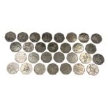 Twenty-nine Queen Elizabeth II Great British fifty pence coins