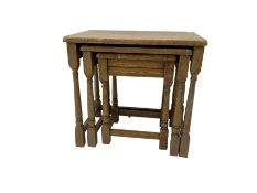 20th century oak nest of three tables