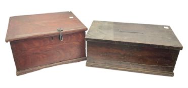 Two stained pine chests / boxes