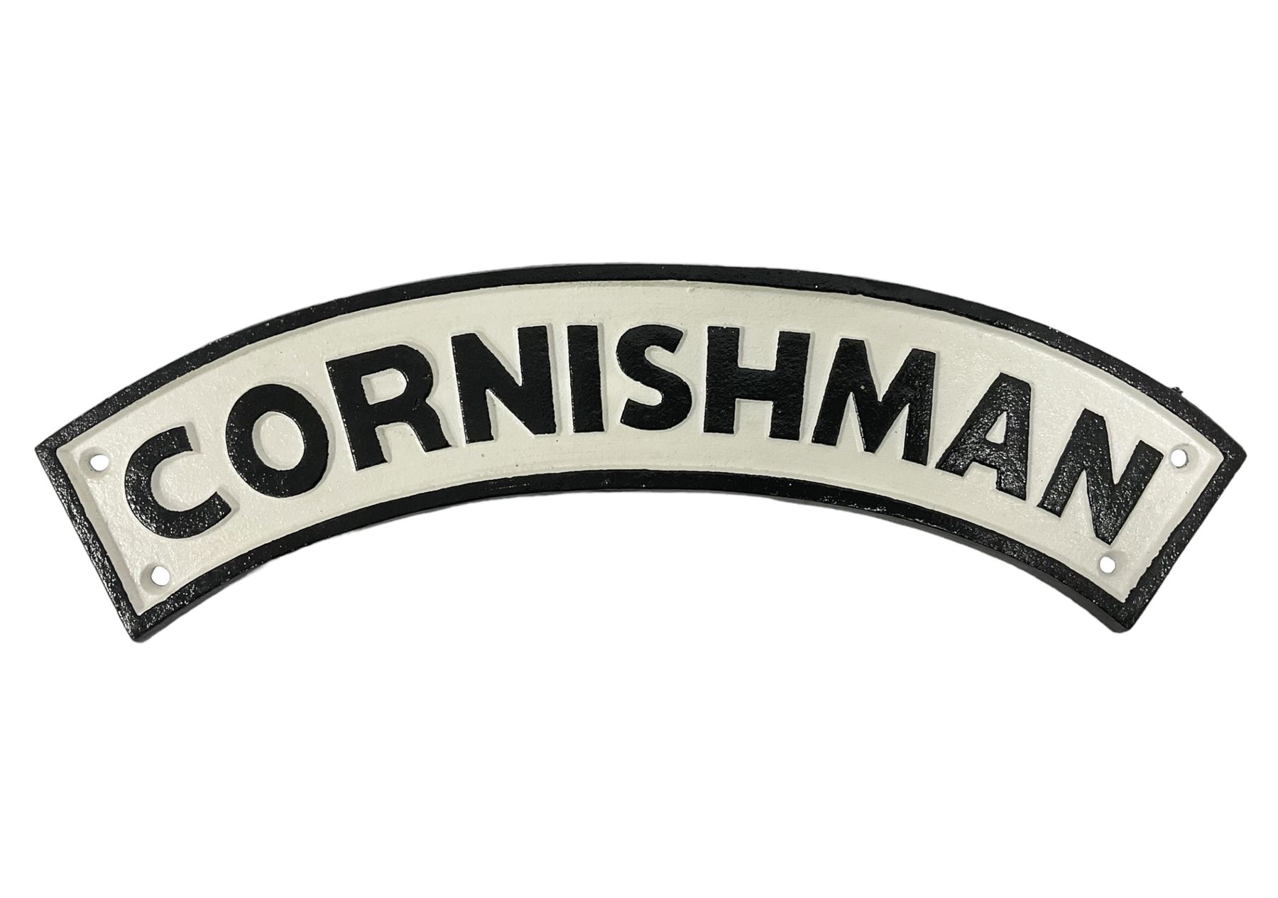 Arched cast iron Cornishman sign