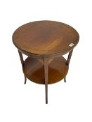 Edwardian inlaid mahogany circular two-tier occasional table