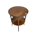 Edwardian inlaid mahogany circular two-tier occasional table
